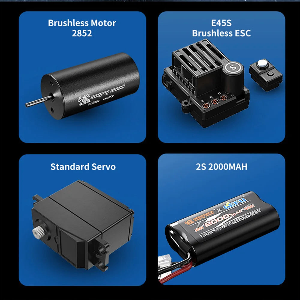 MJX Hyper Go 14208 RC Car 4WD Brushless Motor 45A ESC 6KG Servo 41-53KM/H Off-road Monster Truck 2.4GHz 120M Control Distance